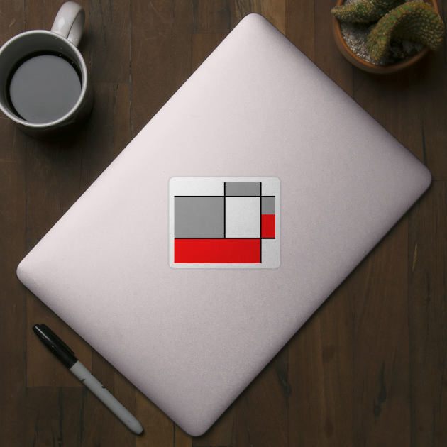 Squares and Rectangles  Red , Grey, and White by BirdsnStuff